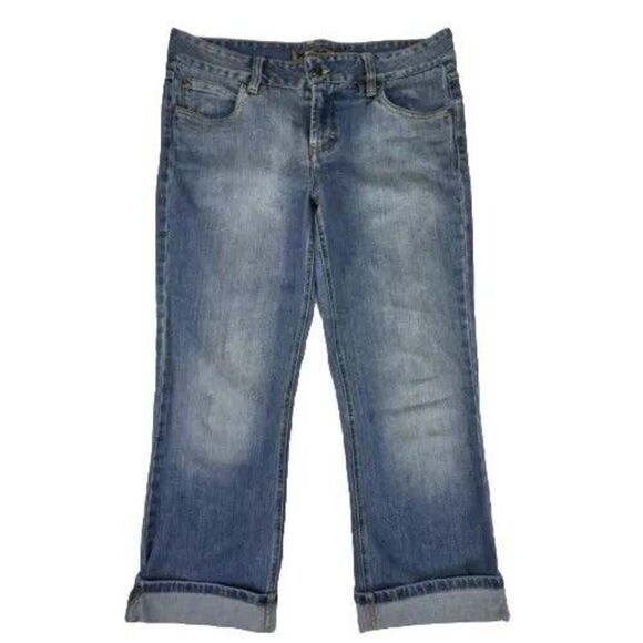 Mudd Juniors Size 11 Cropped Denim Blue Jeans Rolled Cuff Mid Rise Y2K - Picture 1 of 11